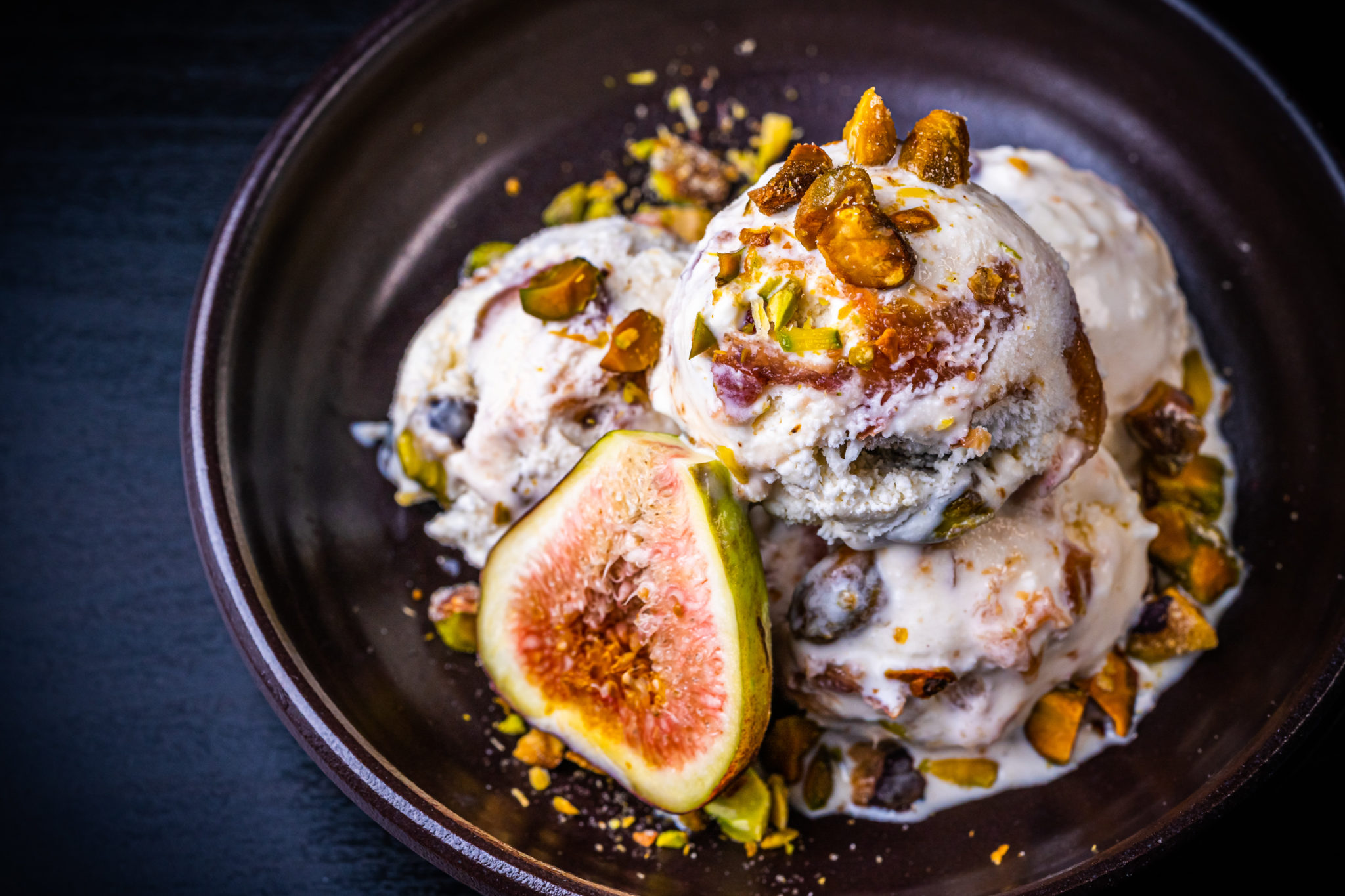 Caramelized Fig Ice Cream with Mascarpone and Honey Pistachios Sushi Day